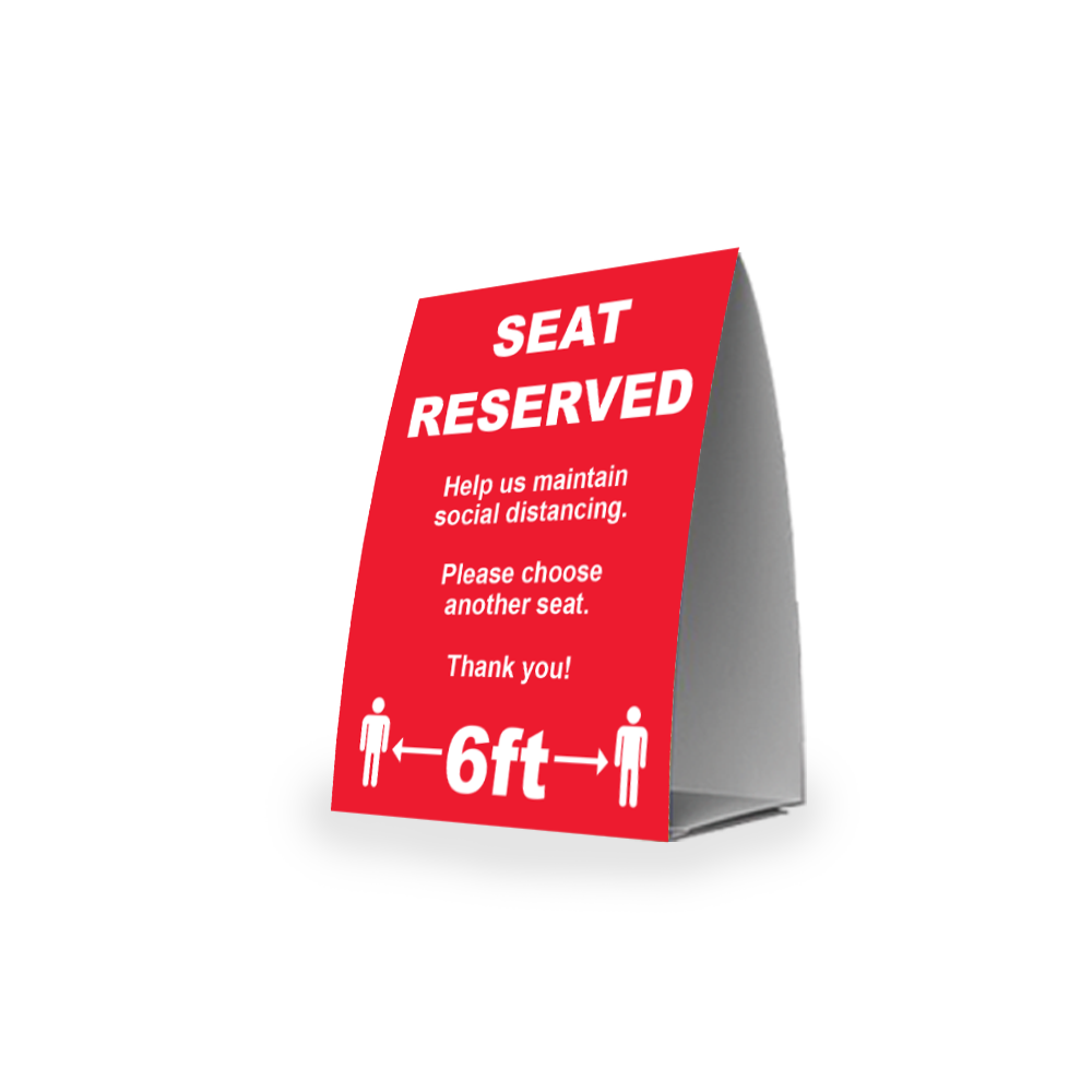 Seat Reserved Table Tent Sign Plastic Printers
